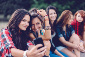 Adolescent Girls With Phone