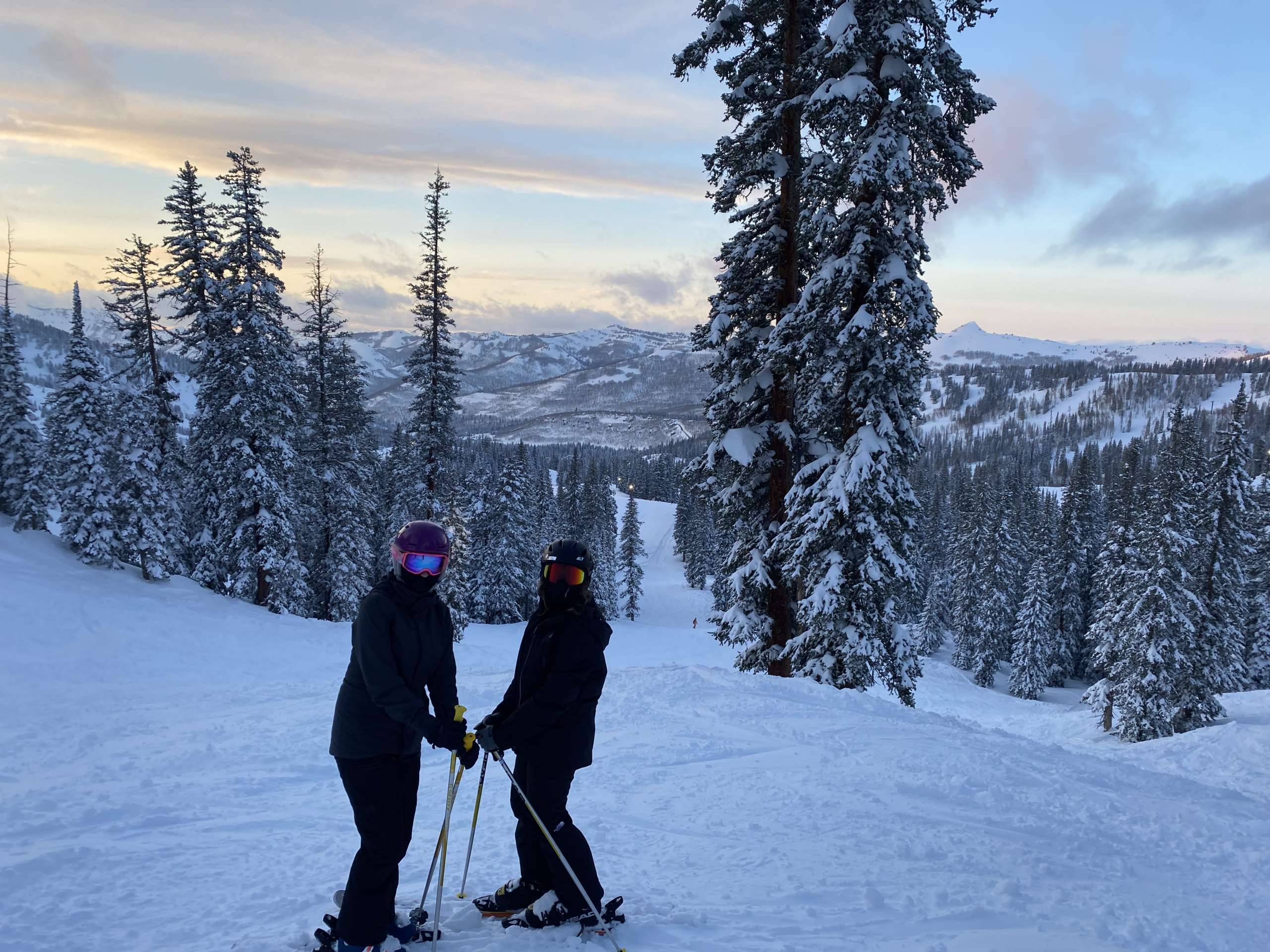 Two Female Skiers on slopes